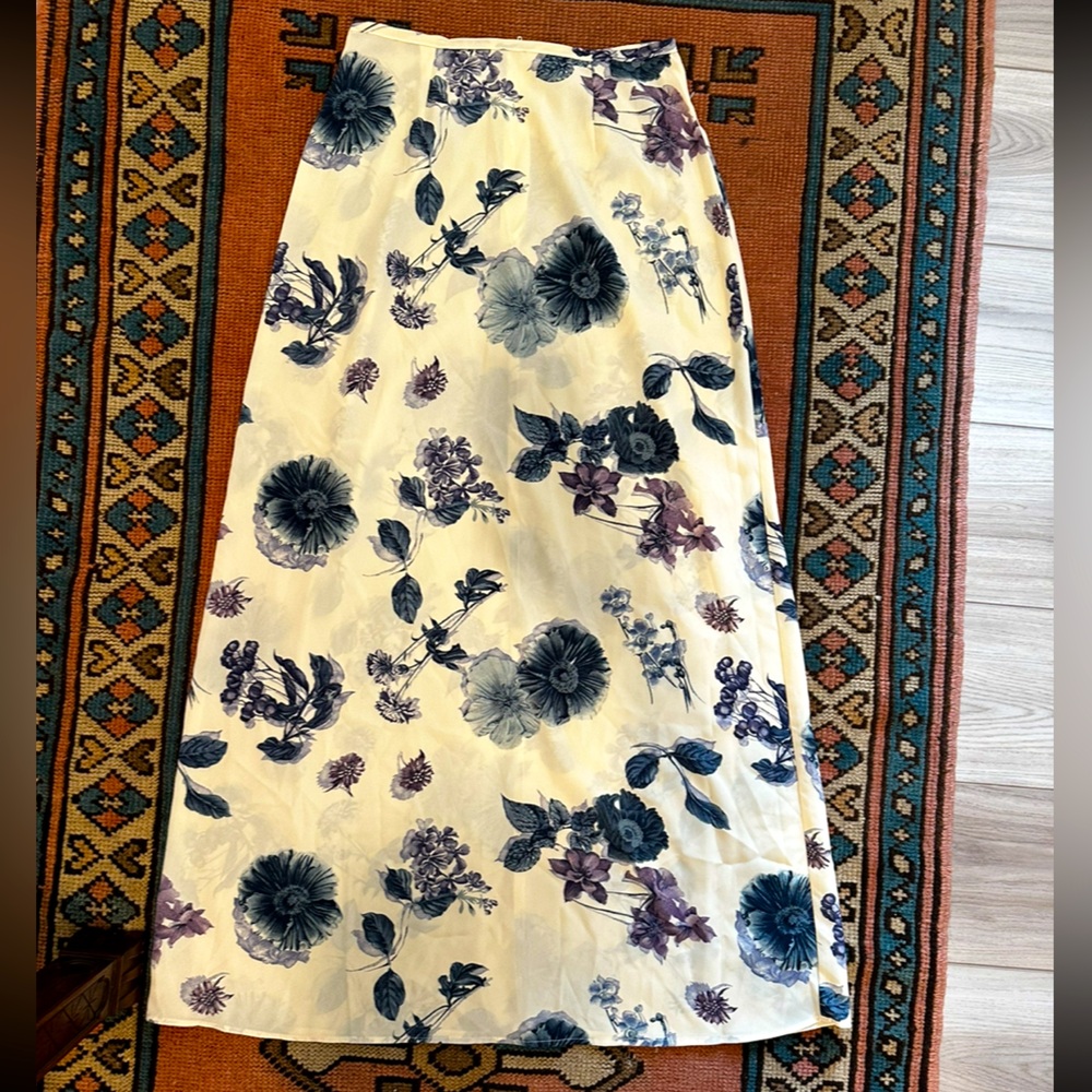 Vintage Christine Gerard summer floral maxi skirt made in USA size medium